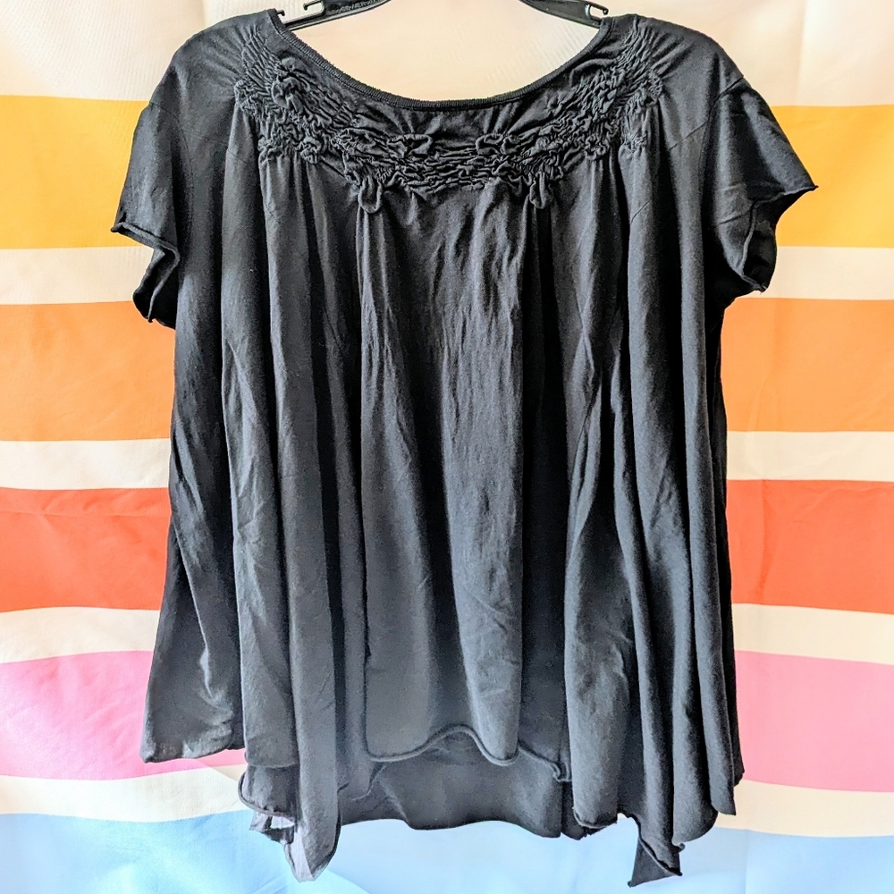 Allsaints Black Trellis Top Ruched Oversized Grunge Witchy Flowy Handkerchief 4